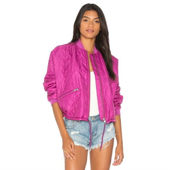 SOLD Free People Quilted Pink Bomber Jacket Zip - Picture 2 of 8